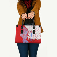 Puerto Rico Christmas Leather Bag with Taino Symbols Palm Tree Bongos and Holiday Pattern Design - Wonder Print Shop