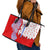 Puerto Rico Christmas Leather Tote Bag with Taino Symbols Palm Tree Bongos and Holiday Pattern Design - Wonder Print Shop