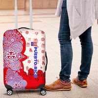 Puerto Rico Christmas Luggage Cover with Taino Symbols Palm Tree Bongos and Holiday Pattern Design - Wonder Print Shop
