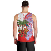 Puerto Rico Christmas Men Tank Top with Taino Symbols Palm Tree Bongos and Holiday Pattern Design - Wonder Print Shop