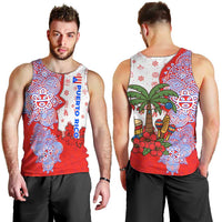 Puerto Rico Christmas Men Tank Top with Taino Symbols Palm Tree Bongos and Holiday Pattern Design - Wonder Print Shop