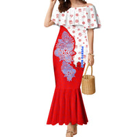 Puerto Rico Christmas Mermaid Dress with Taino Symbols Palm Tree Bongos and Holiday Pattern Design - Wonder Print Shop