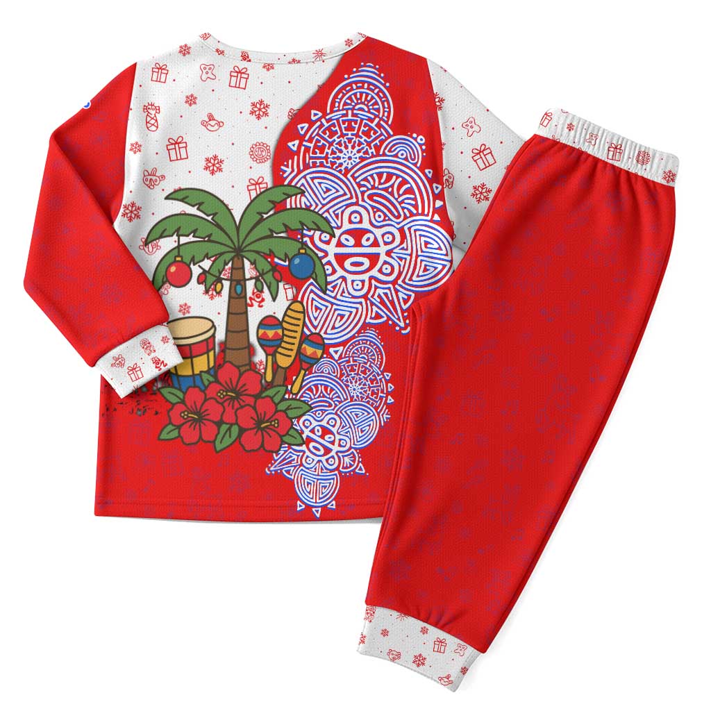 Puerto Rico Christmas Pajama Set with Taino Symbols Palm Tree Bongos and Holiday Pattern Design - Wonder Print Shop