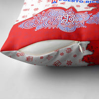 Puerto Rico Christmas Pillow Cover with Taino Symbols Palm Tree Bongos and Holiday Pattern Design - Wonder Print Shop