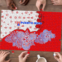 Puerto Rico Christmas Puzzle with Taino Symbols Palm Tree Bongos and Holiday Pattern Design - Wonder Print Shop