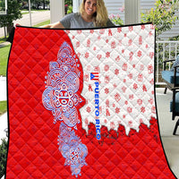 Puerto Rico Christmas Quilt with Taino Symbols Palm Tree Bongos and Holiday Pattern Design - Wonder Print Shop