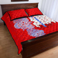 Puerto Rico Christmas Quilt Bed Set with Taino Symbols Palm Tree Bongos and Holiday Pattern Design - Wonder Print Shop
