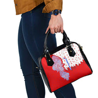 Puerto Rico Christmas Shoulder Handbag with Taino Symbols Palm Tree Bongos and Holiday Pattern Design - Wonder Print Shop