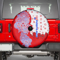 Puerto Rico Christmas Spare Tire Cover with Taino Symbols Palm Tree Bongos and Holiday Pattern Design - Wonder Print Shop