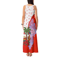 Puerto Rico Christmas Tank Maxi Dress with Taino Symbols Palm Tree Bongos and Holiday Pattern Design - Wonder Print Shop