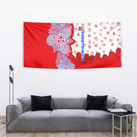 Puerto Rico Christmas Tapestry with Taino Symbols Palm Tree Bongos and Holiday Pattern Design - Wonder Print Shop