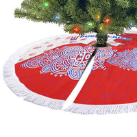 Puerto Rico Christmas Tree Skirt with Taino Symbols Palm Tree Bongos and Holiday Pattern Design - Wonder Print Shop