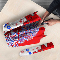 Puerto Rico Christmas Umbrella with Taino Symbols Palm Tree Bongos and Holiday Pattern Design - Wonder Print Shop