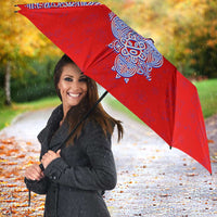 Puerto Rico Christmas Umbrella with Taino Symbols Palm Tree Bongos and Holiday Pattern Design - Wonder Print Shop