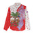 Puerto Rico Christmas Women Casual Shirt with Taino Symbols Palm Tree Bongos and Holiday Pattern Design - Wonder Print Shop