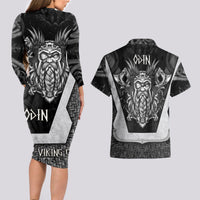 Odin The Viking God Couples Matching Long Sleeve Bodycon Dress and Hawaiian Shirt - Wonder Print Shop