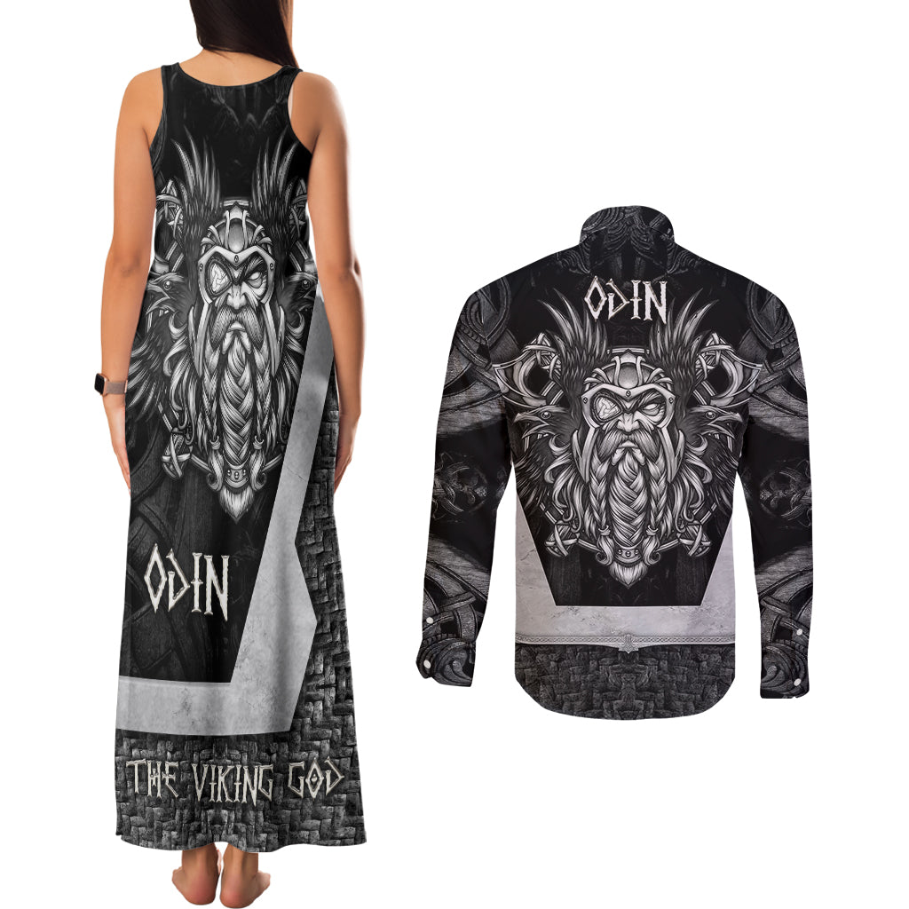 Odin The Viking God Couples Matching Tank Maxi Dress and Long Sleeve Button Shirts - Wonder Print Shop