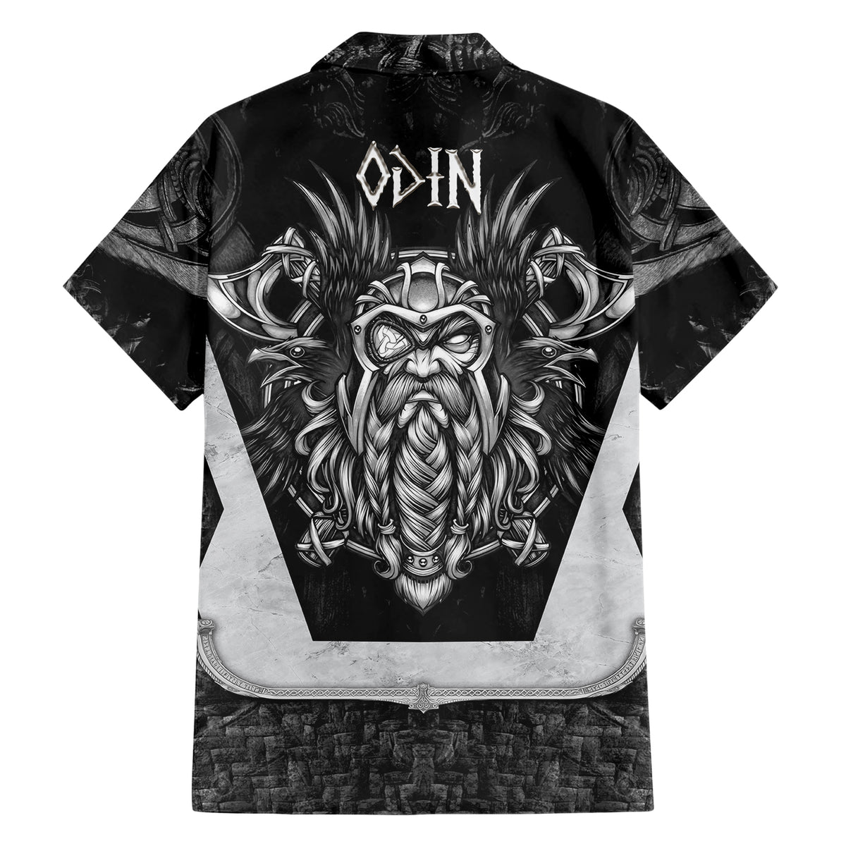 Odin The Viking God Family Matching Short Sleeve Bodycon Dress and Hawaiian Shirt - Wonder Print Shop