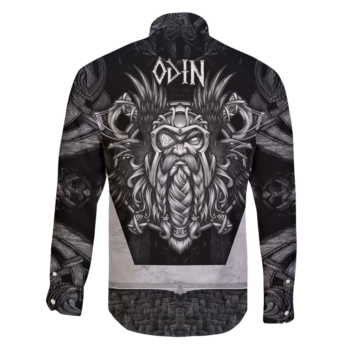 Odin The Viking God Family Matching Short Sleeve Bodycon Dress and Hawaiian Shirt - Wonder Print Shop