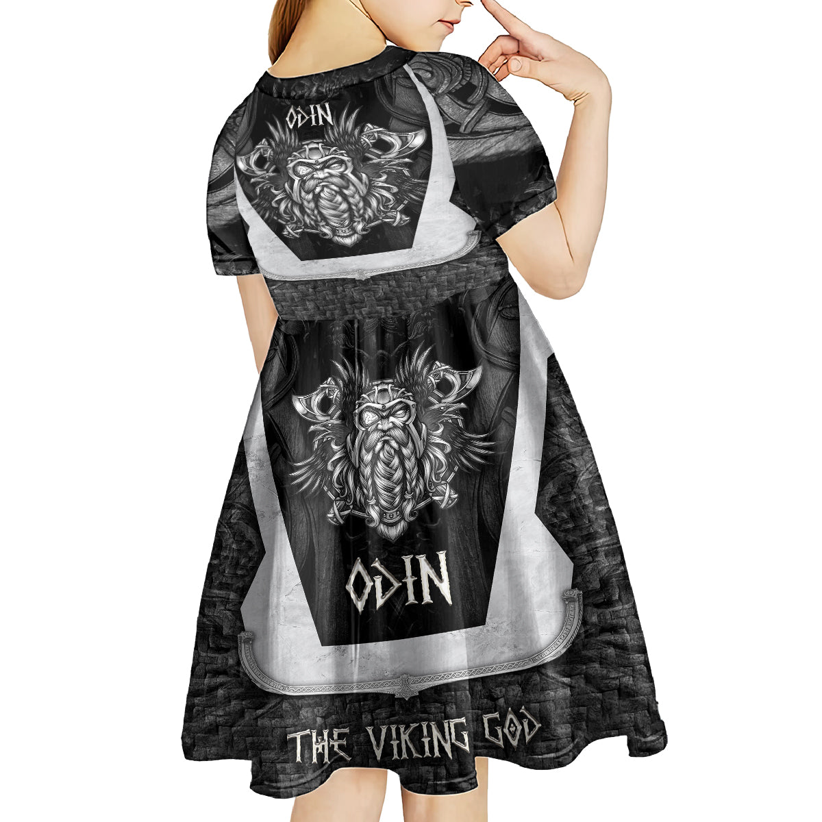 Odin The Viking God Kid Short Sleeve Dress - Wonder Print Shop