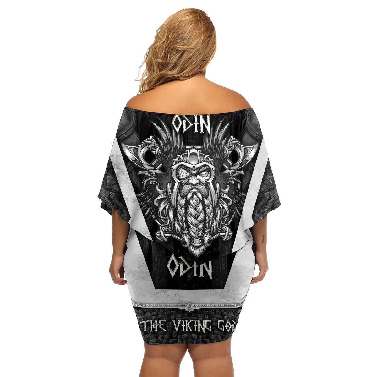Odin The Viking God Off Shoulder Short Dress - Wonder Print Shop