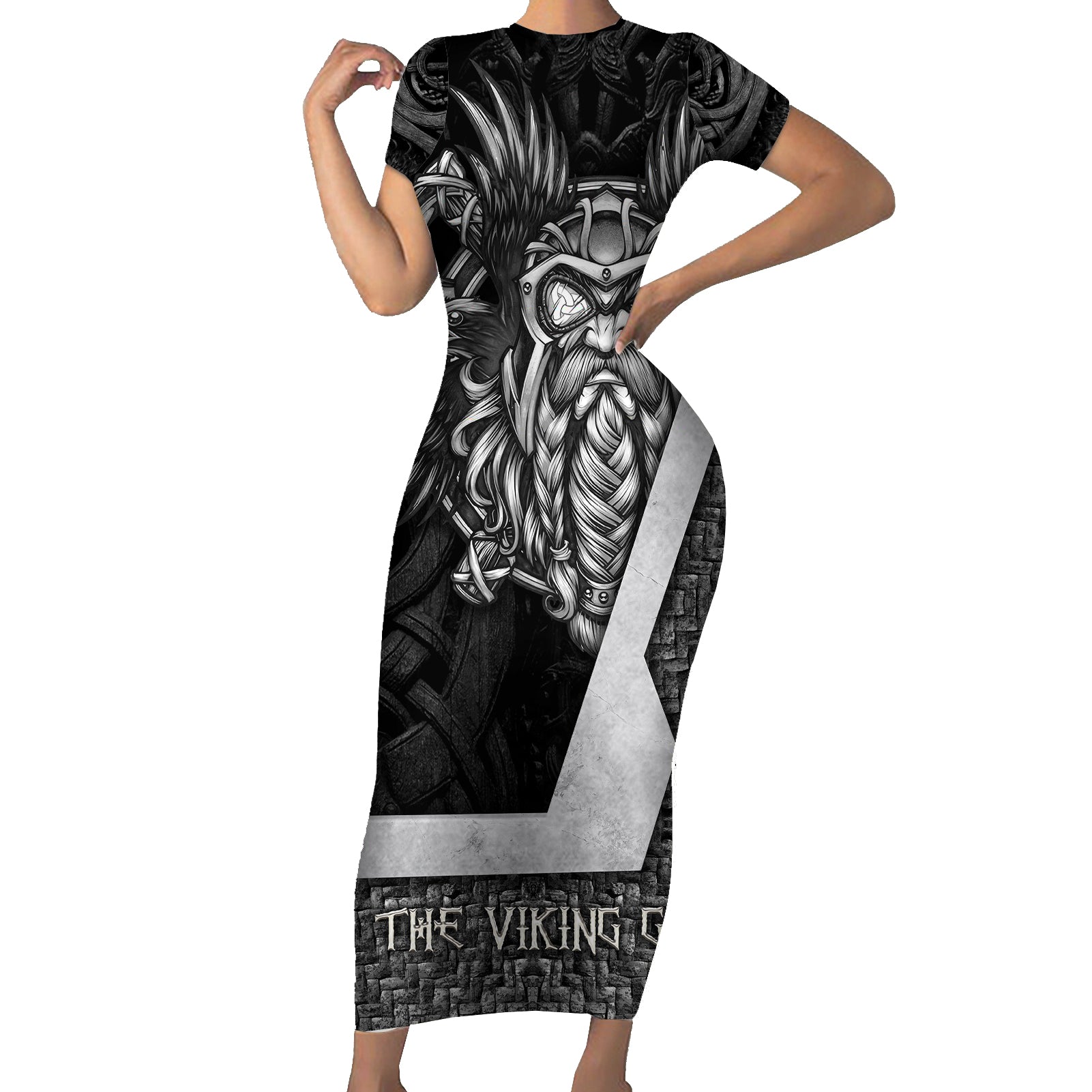 Odin The Viking God Short Sleeve Bodycon Dress - Wonder Print Shop