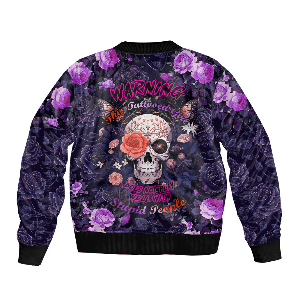 Warning This Tattooed Give Does Not Play Well With Stupid People Bomber Jacket - Wonder Print Shop