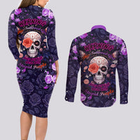 Warning This Tattooed Give Does Not Play Well With Stupid People Couples Matching Long Sleeve Bodycon Dress and Long Sleeve Button Shirts - Wonder Print Shop