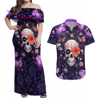 Warning This Tattooed Give Does Not Play Well With Stupid People Couples Matching Off Shoulder Maxi Dress and Hawaiian Shirt - Wonder Print Shop