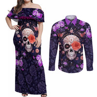 Warning This Tattooed Give Does Not Play Well With Stupid People Couples Matching Off Shoulder Maxi Dress and Long Sleeve Button Shirts - Wonder Print Shop