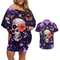 Warning This Tattooed Give Does Not Play Well With Stupid People Couples Matching Off Shoulder Short Dress and Hawaiian Shirt - Wonder Print Shop