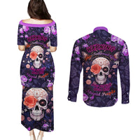 Warning This Tattooed Give Does Not Play Well With Stupid People Couples Matching Puletasi Dress and Long Sleeve Button Shirts - Wonder Print Shop