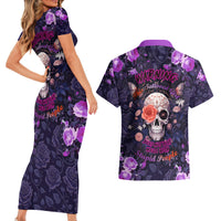 Warning This Tattooed Give Does Not Play Well With Stupid People Couples Matching Short Sleeve Bodycon Dress and Hawaiian Shirt - Wonder Print Shop