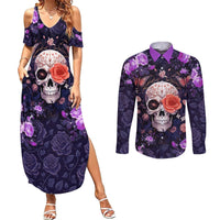 Warning This Tattooed Give Does Not Play Well With Stupid People Couples Matching Summer Maxi Dress and Long Sleeve Button Shirts - Wonder Print Shop
