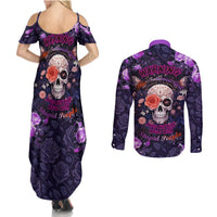Warning This Tattooed Give Does Not Play Well With Stupid People Couples Matching Summer Maxi Dress and Long Sleeve Button Shirts - Wonder Print Shop
