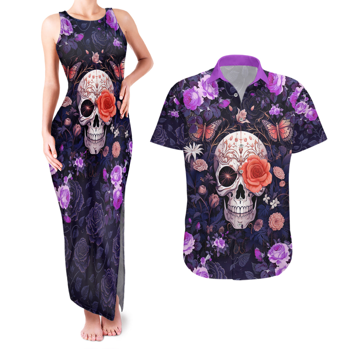 Warning This Tattooed Give Does Not Play Well With Stupid People Couples Matching Tank Maxi Dress and Hawaiian Shirt - Wonder Print Shop