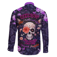 Warning This Tattooed Give Does Not Play Well With Stupid People Family Matching Long Sleeve Bodycon Dress and Hawaiian Shirt - Wonder Print Shop