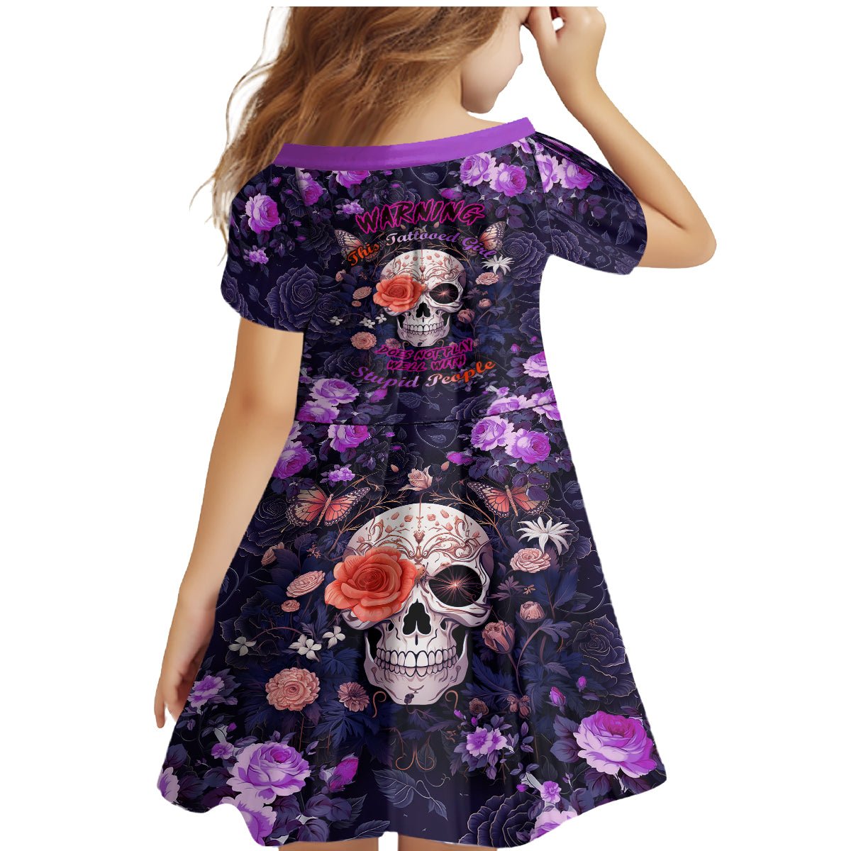 Warning This Tattooed Give Does Not Play Well With Stupid People Family Matching Mermaid Dress and Hawaiian Shirt - Wonder Print Shop