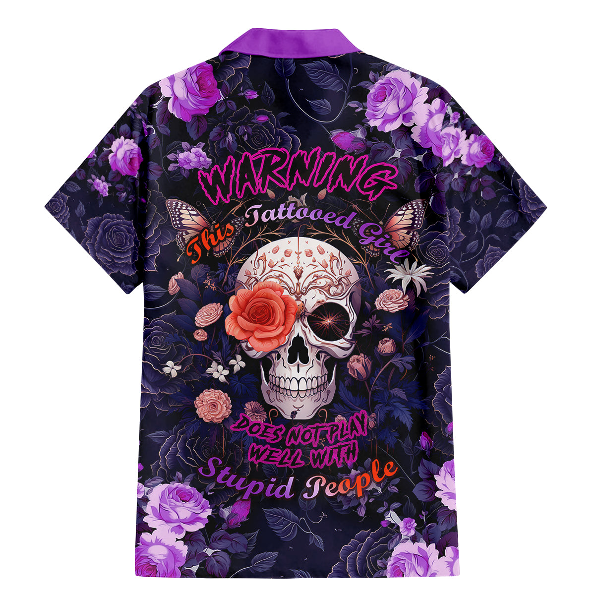 Warning This Tattooed Give Does Not Play Well With Stupid People Family Matching Mermaid Dress and Hawaiian Shirt - Wonder Print Shop