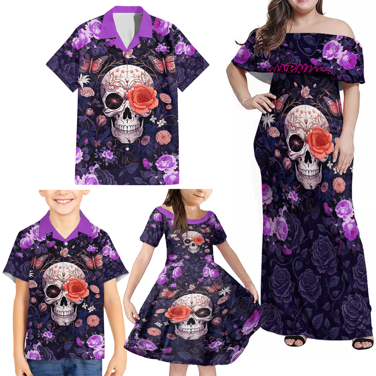 Warning This Tattooed Give Does Not Play Well With Stupid People Family Matching Off Shoulder Maxi Dress and Hawaiian Shirt - Wonder Print Shop