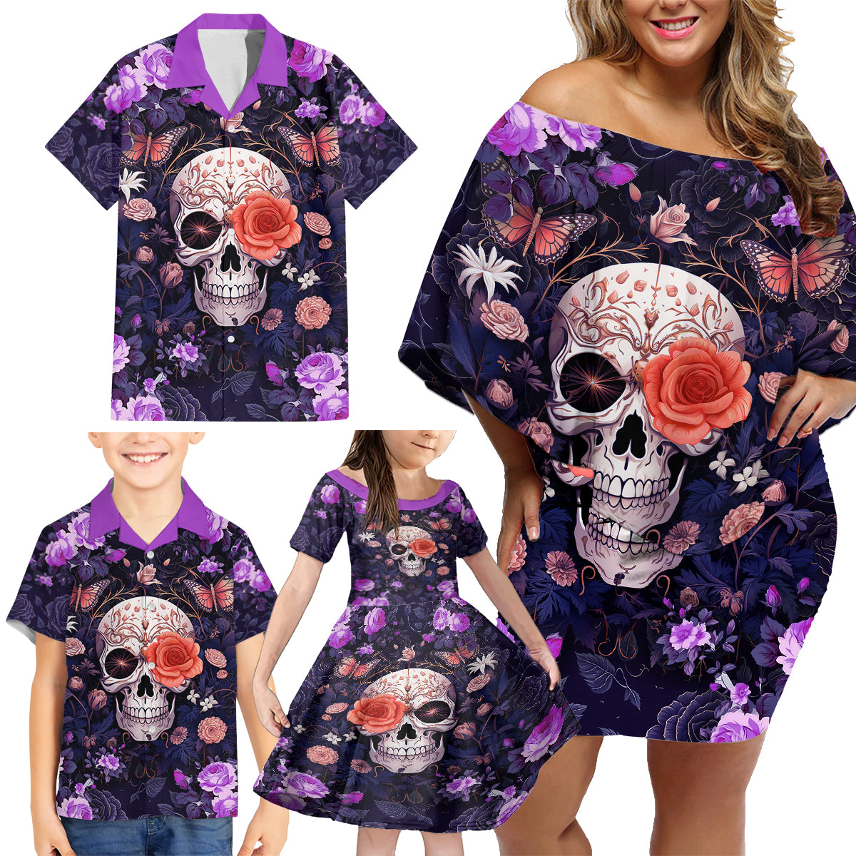 Warning This Tattooed Give Does Not Play Well With Stupid People Family Matching Off Shoulder Short Dress and Hawaiian Shirt - Wonder Print Shop