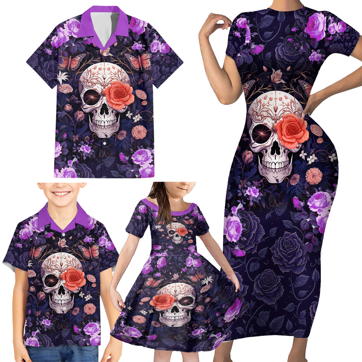 Warning This Tattooed Give Does Not Play Well With Stupid People Family Matching Short Sleeve Bodycon Dress and Hawaiian Shirt - Wonder Print Shop