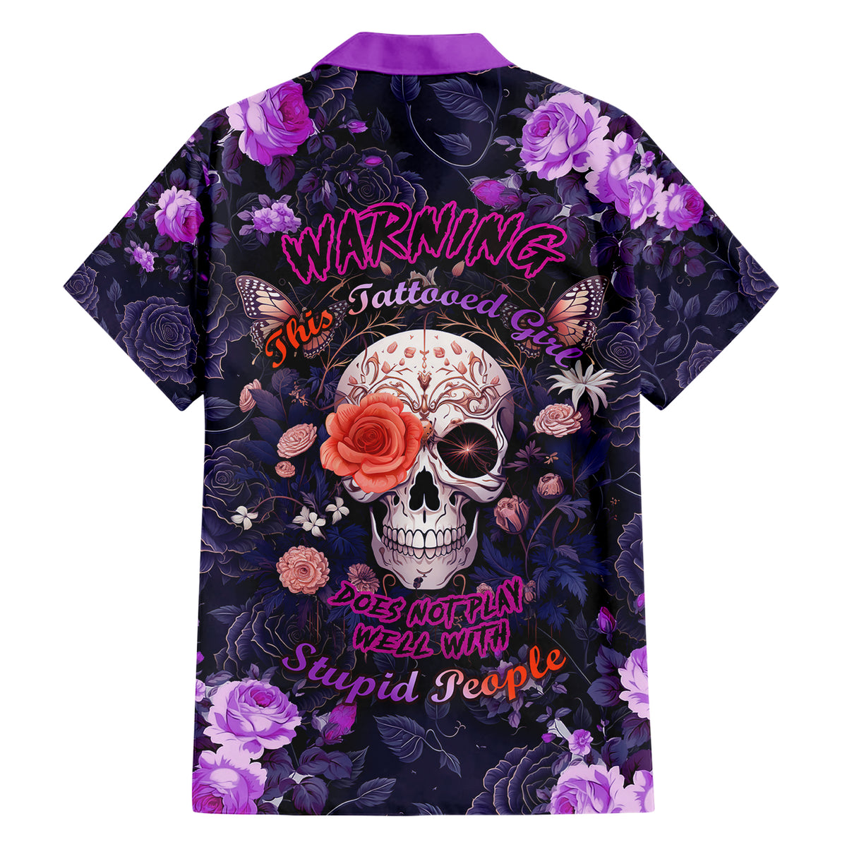 Warning This Tattooed Give Does Not Play Well With Stupid People Family Matching Short Sleeve Bodycon Dress and Hawaiian Shirt - Wonder Print Shop