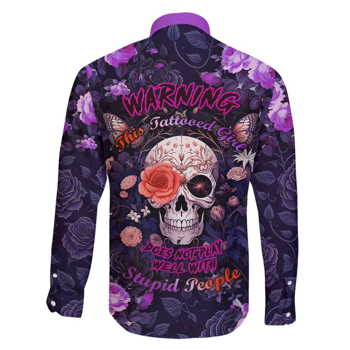 Warning This Tattooed Give Does Not Play Well With Stupid People Family Matching Short Sleeve Bodycon Dress and Hawaiian Shirt - Wonder Print Shop