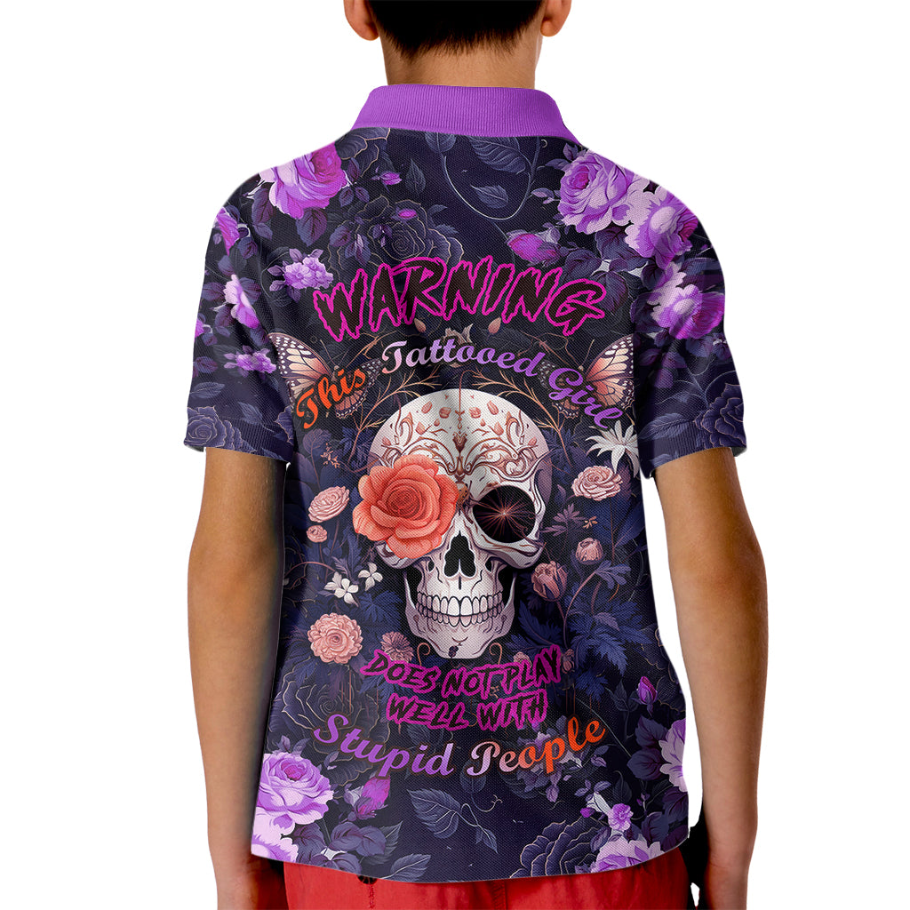 Warning This Tattooed Give Does Not Play Well With Stupid People Kid Polo Shirt - Wonder Print Shop