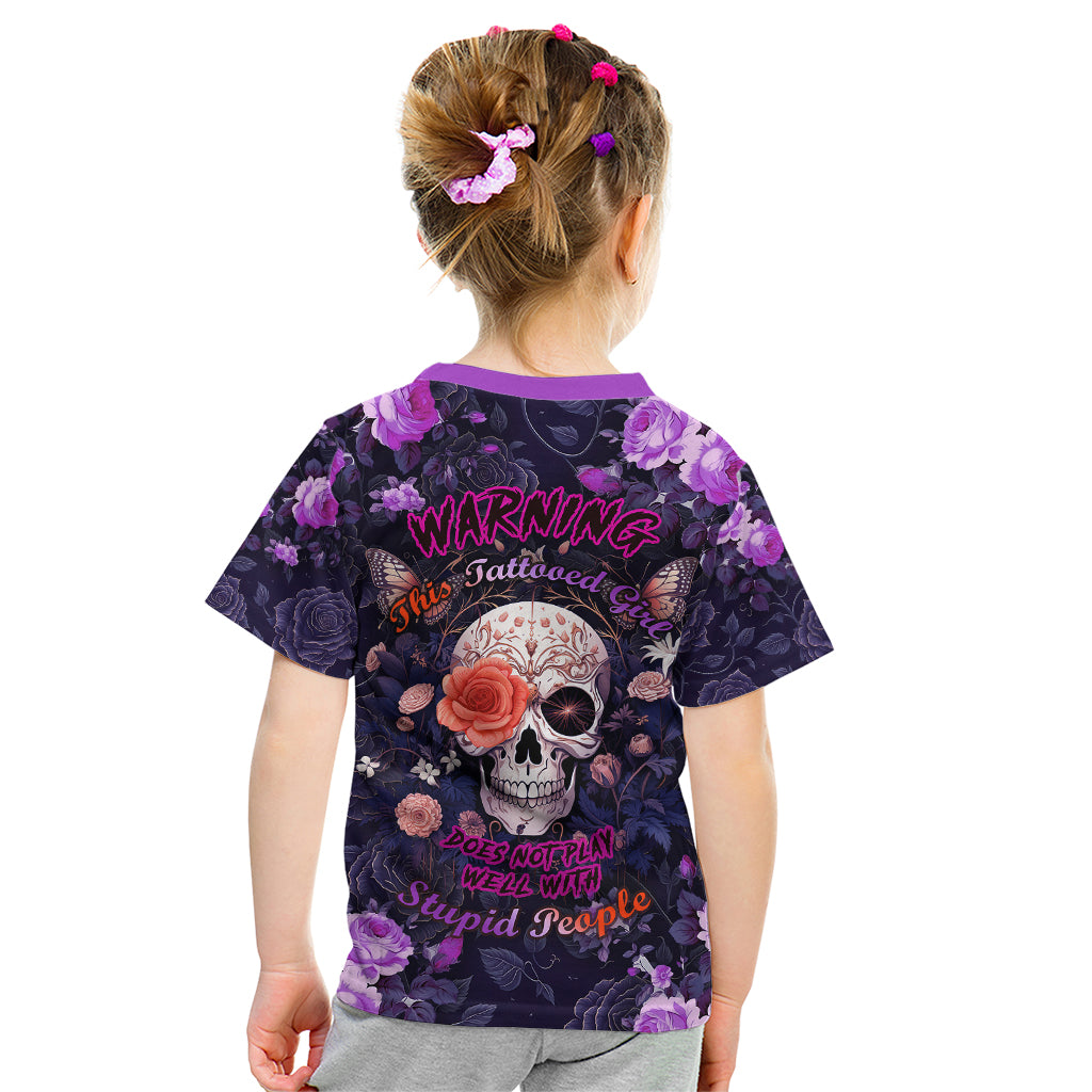 Warning This Tattooed Give Does Not Play Well With Stupid People Kid T Shirt - Wonder Print Shop