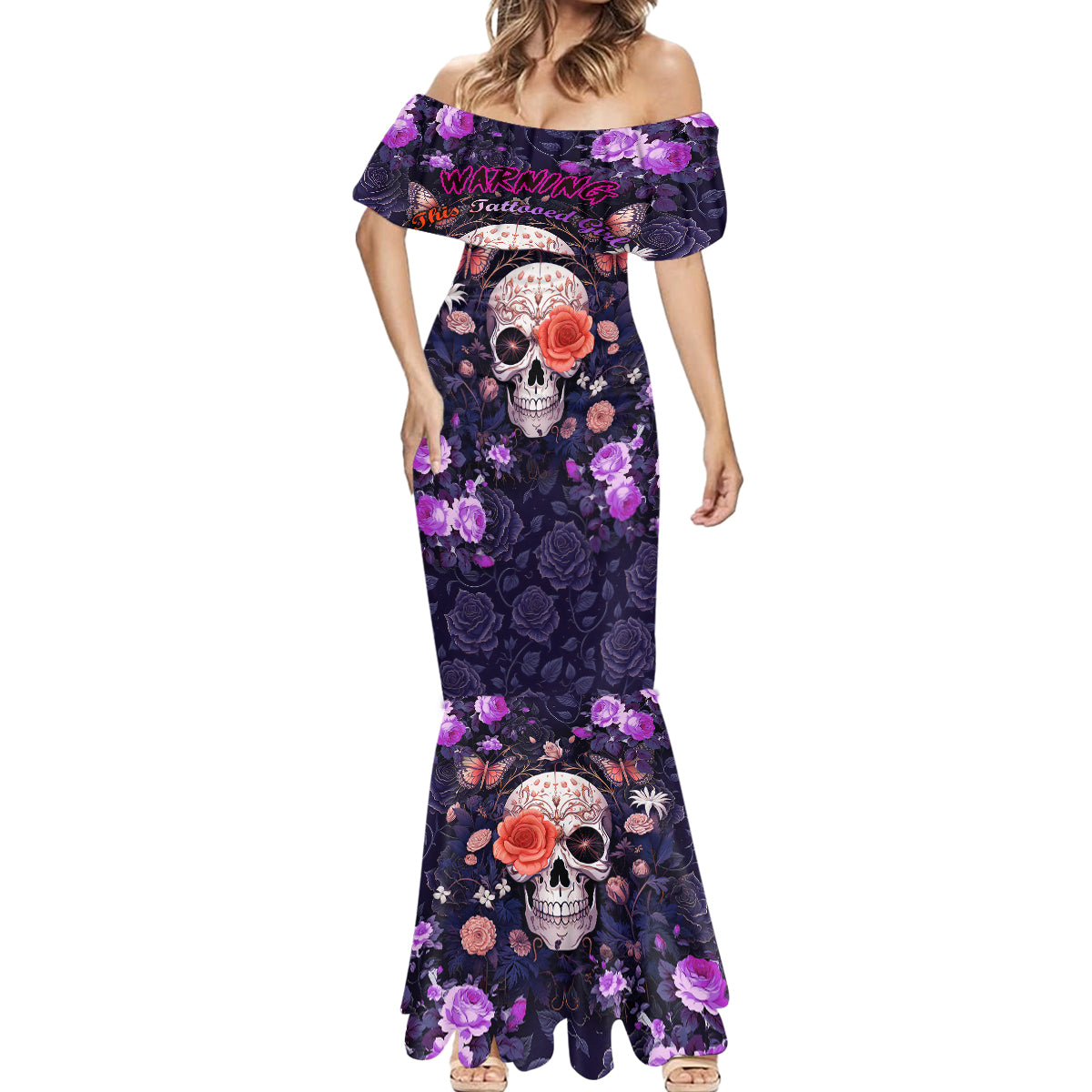 Warning This Tattooed Give Does Not Play Well With Stupid People Mermaid Dress - Wonder Print Shop