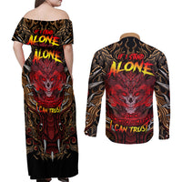 If I Stand Alone I Know I'm With Someone I Can Trust Couples Matching Off Shoulder Maxi Dress and Long Sleeve Button Shirts - Wonder Print Shop
