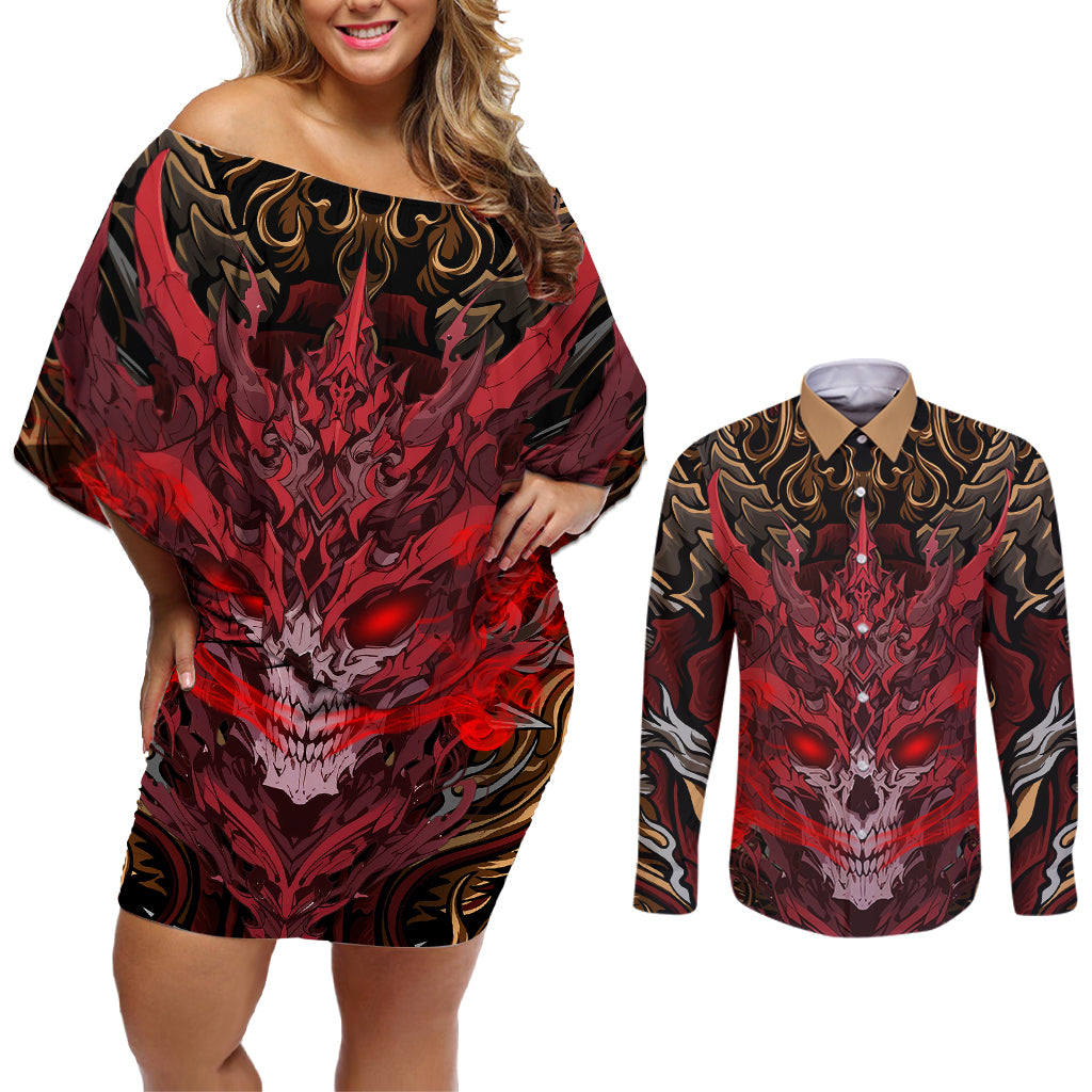 If I Stand Alone I Know I'm With Someone I Can Trust Couples Matching Off Shoulder Short Dress and Long Sleeve Button Shirts - Wonder Print Shop