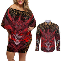 If I Stand Alone I Know I'm With Someone I Can Trust Couples Matching Off Shoulder Short Dress and Long Sleeve Button Shirts - Wonder Print Shop